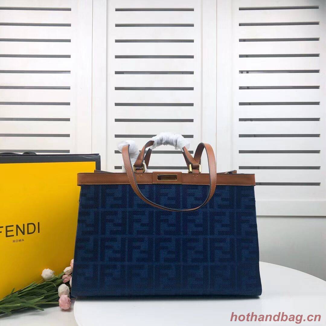 FENDI PEEKABOO X-TOTE canvas bag 8BH374A brown&blue