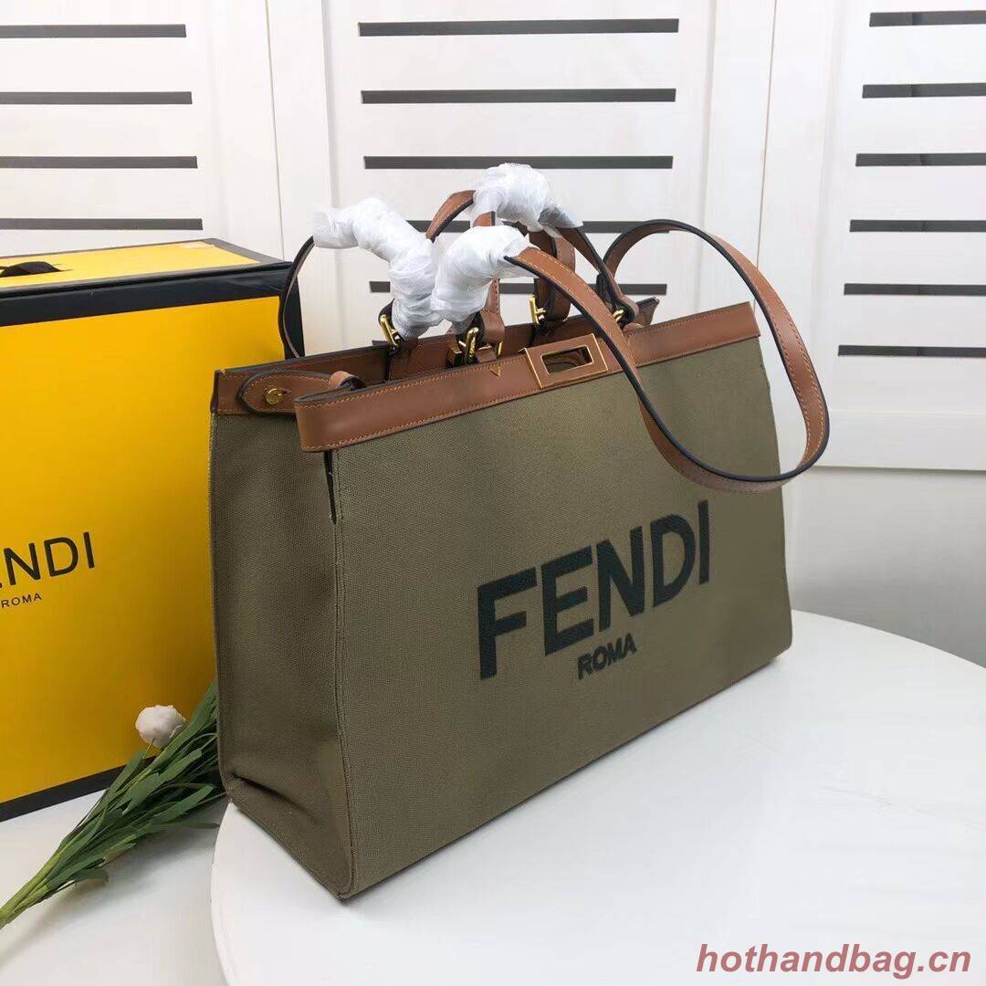 FENDI PEEKABOO X-TOTE canvas bag 8BH374B green