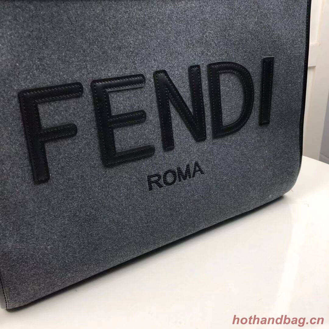 FENDI SUNSHINE LARGE Grey flannel shopper 8BH372