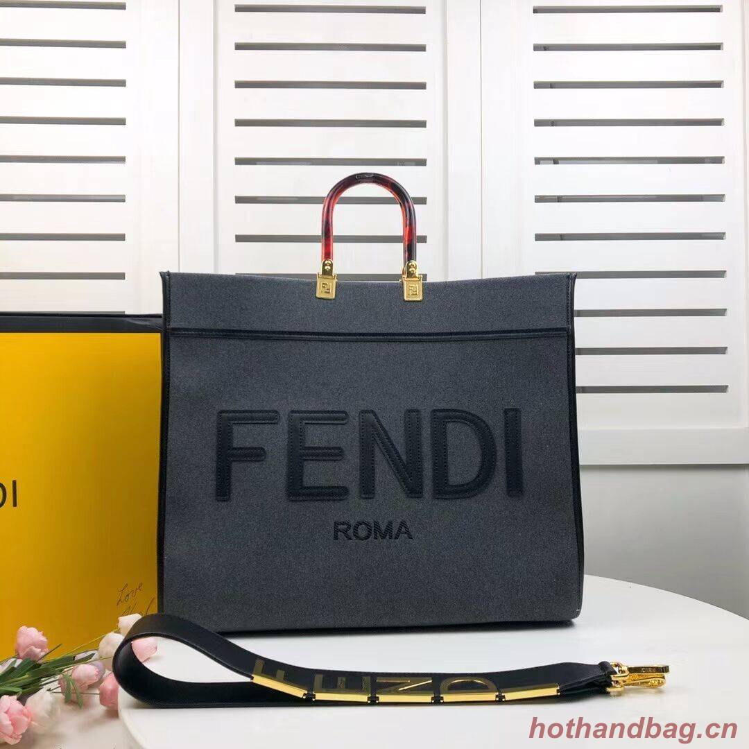 FENDI SUNSHINE LARGE Grey flannel shopper 8BH372