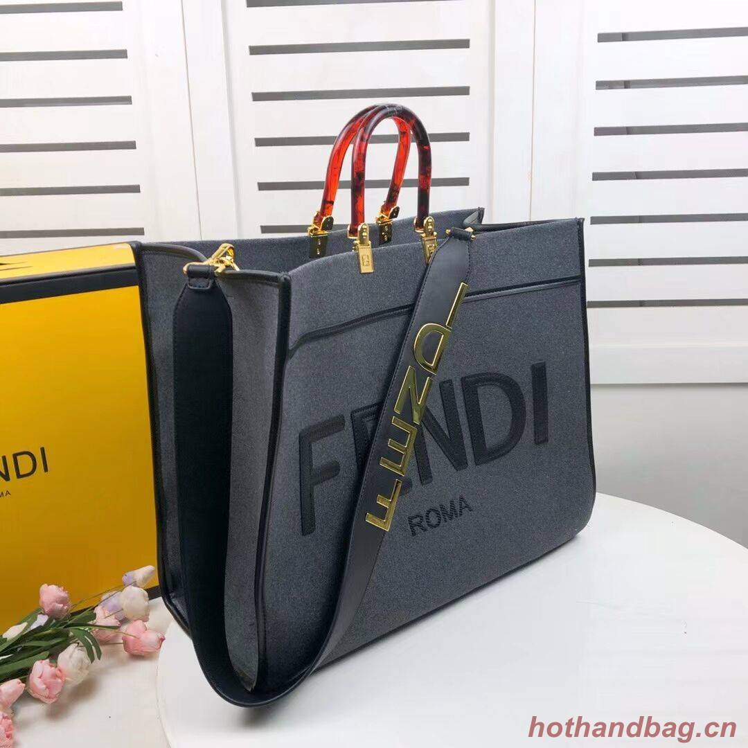 FENDI SUNSHINE LARGE Grey flannel shopper 8BH372