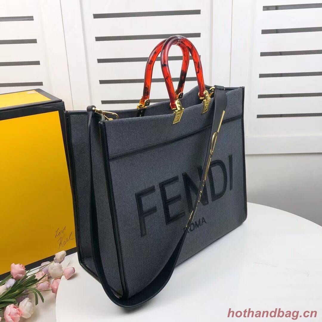 FENDI SUNSHINE LARGE flannel shopper 8BH371 gray