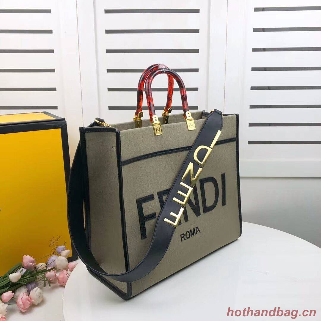 FENDI SUNSHINE LARGE flannel shopper 8BH371 green