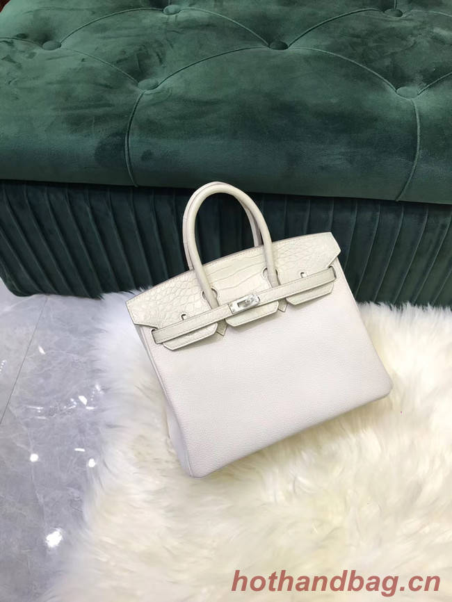 Hermes Birkin Bag Original Leather crocodile togo HBK2530 &white