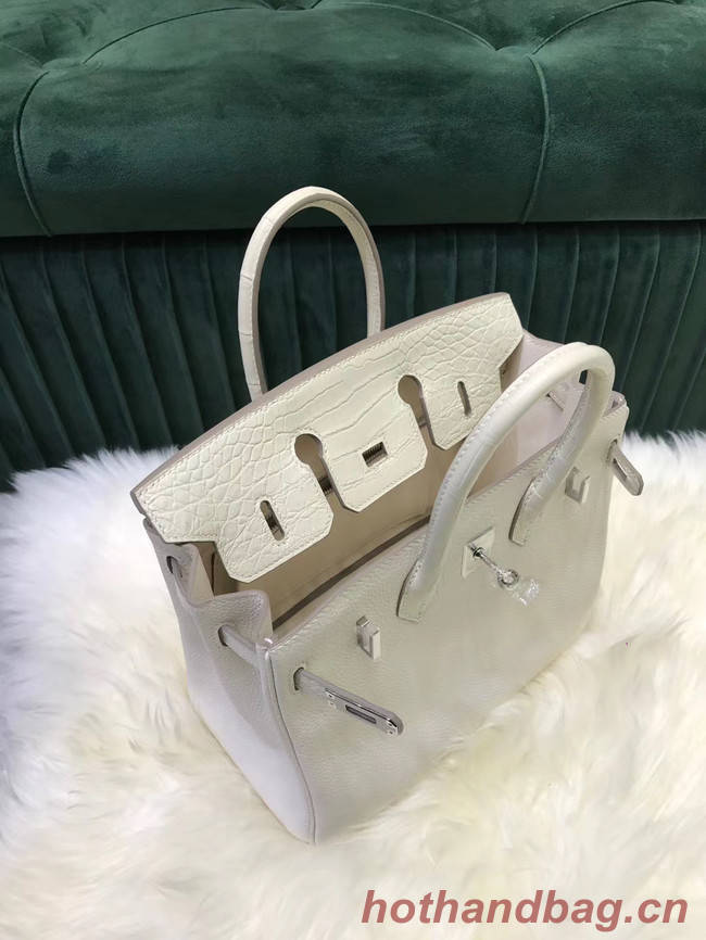 Hermes Birkin Bag Original Leather crocodile togo HBK2530 &white