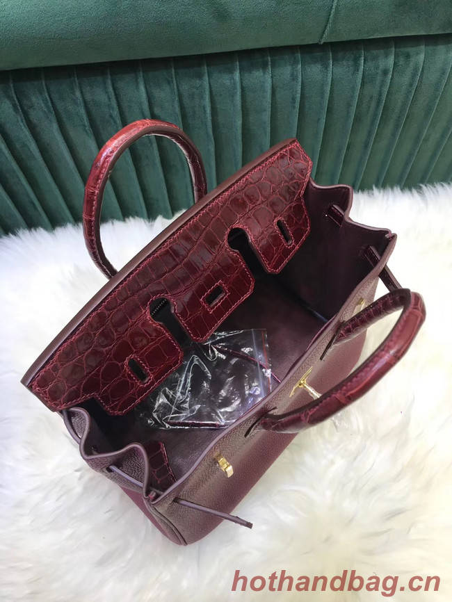 Hermes Birkin Bag Original Leather crocodile togo HBK2530 Burgundy