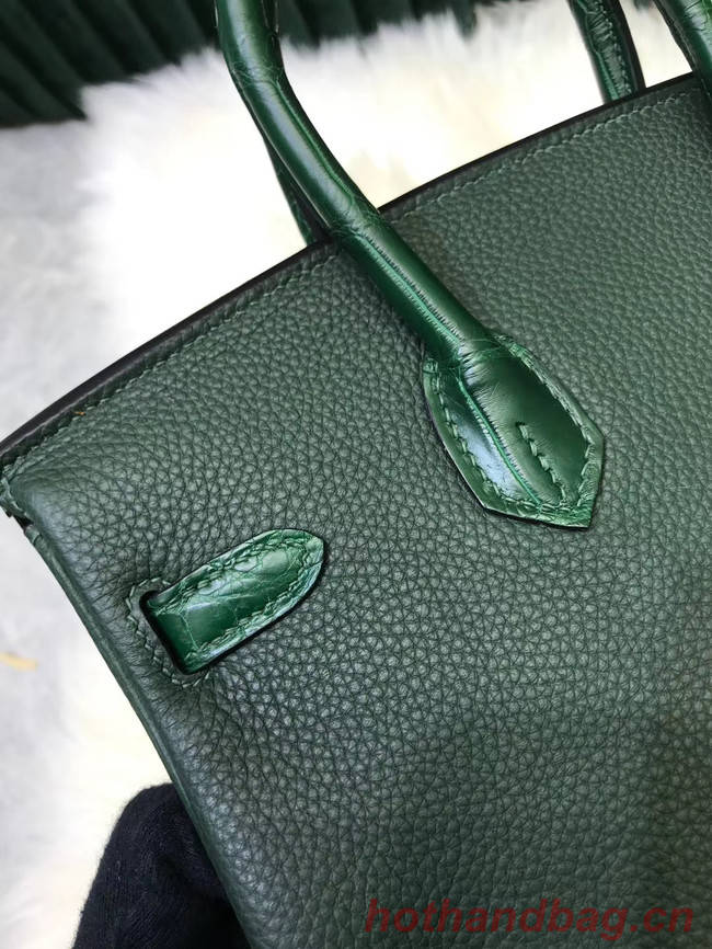 Hermes Birkin Bag Original Leather crocodile togo HBK2530 blackish green