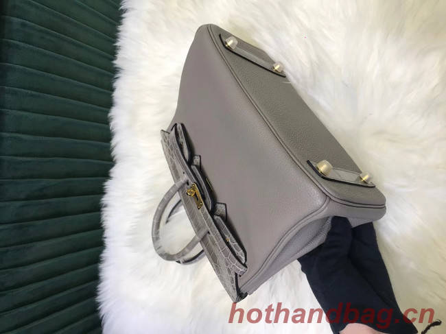 Hermes Birkin Bag Original Leather crocodile togo HBK2530 light gray