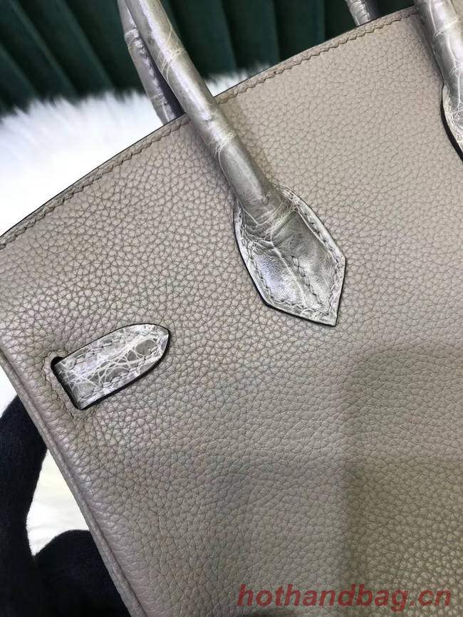 Hermes Birkin Bag Original Leather crocodile togo HBK2530 light gray