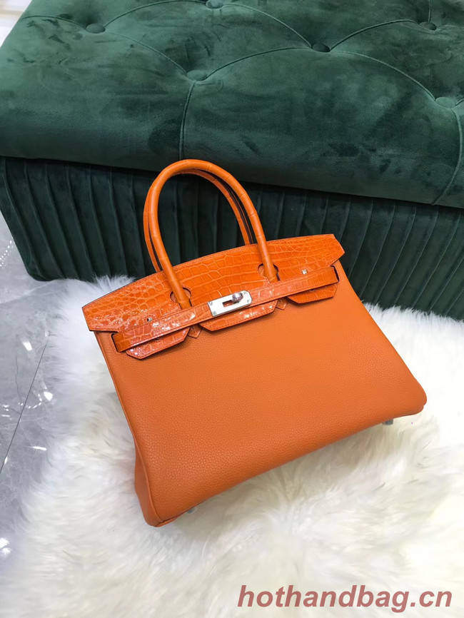 Hermes Birkin Bag Original Leather crocodile togo HBK2530 orange