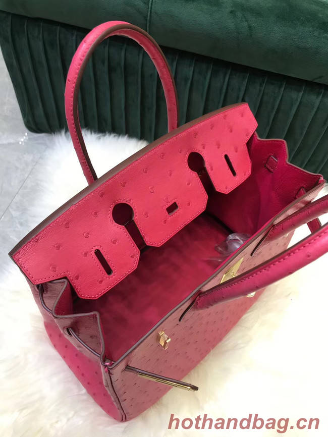 Hermes Birkin Bag Original Leather Ostrich skin HBK2530 rose