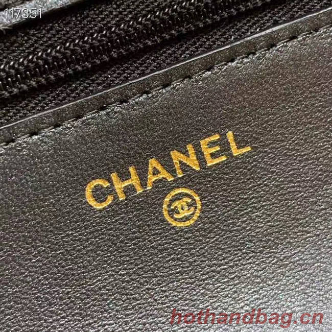 Chanel mini wallet on chain Gold-Tone Metal A84277 black