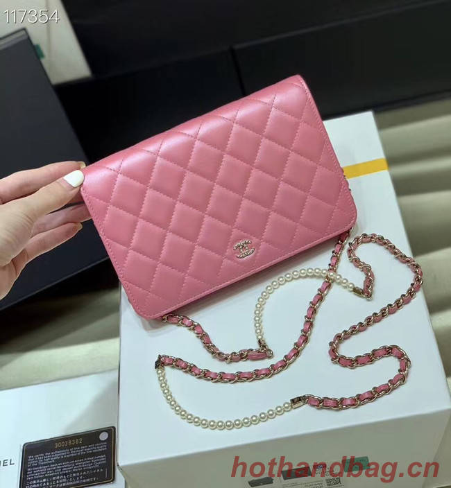 Chanel mini wallet on chain Gold-Tone Metal A84277 pink