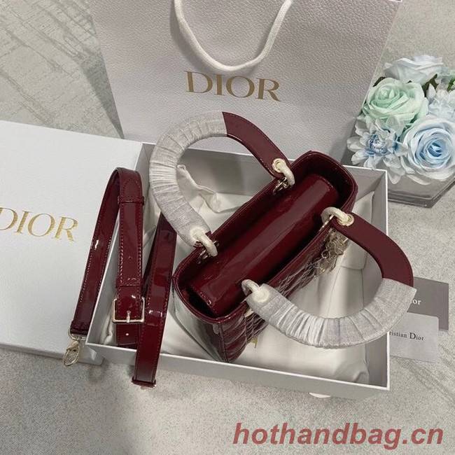 SMALL LADY DIOR BAG Red Patent Calfskin M0531