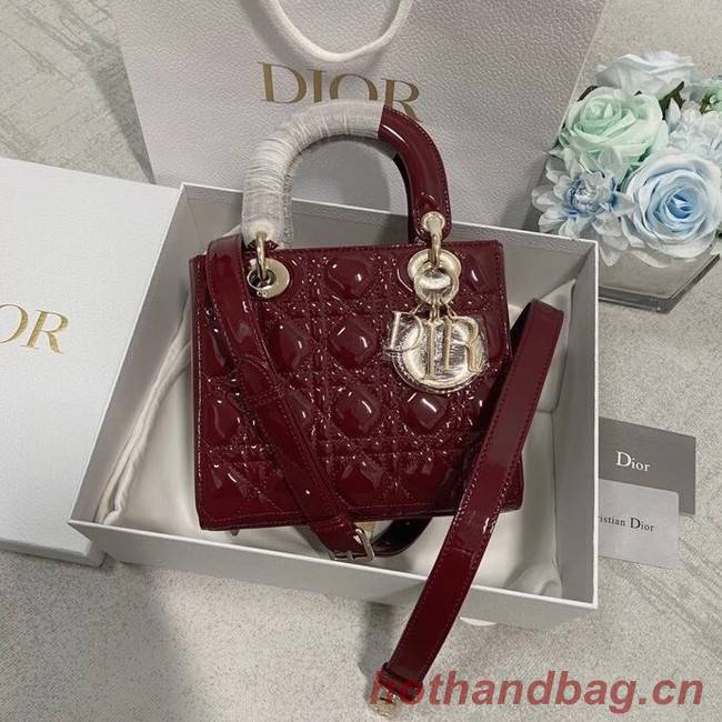 SMALL LADY DIOR BAG Red Patent Calfskin M0531