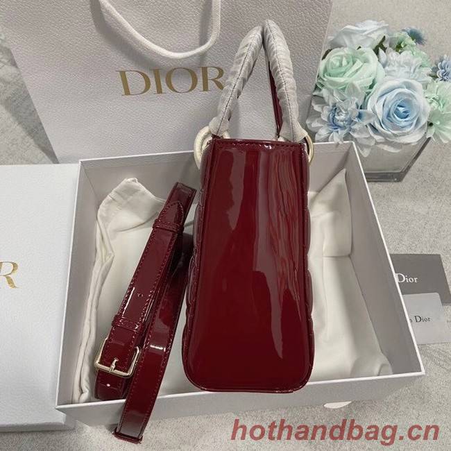 SMALL LADY DIOR BAG Red Patent Calfskin M0531