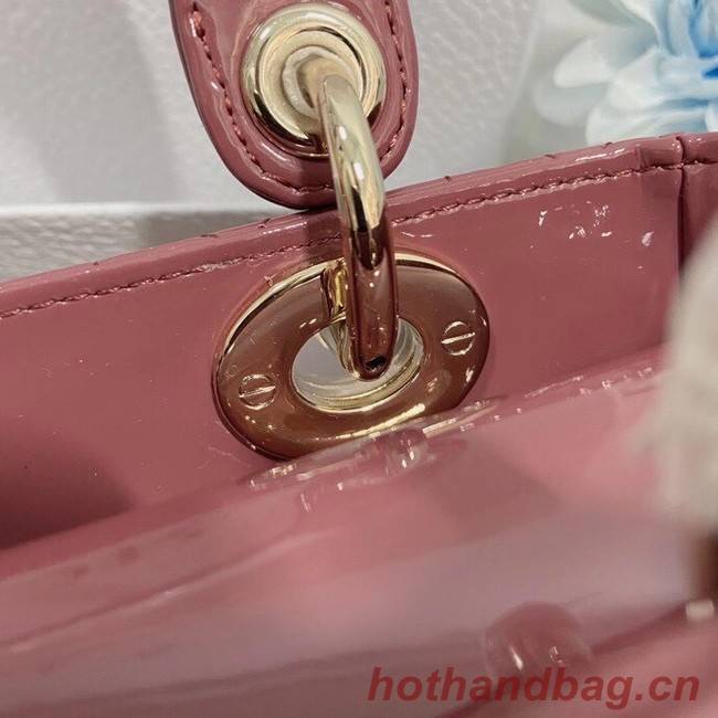 SMALL LADY DIOR BAG Rose Des Vents Patent Calfskin M0531