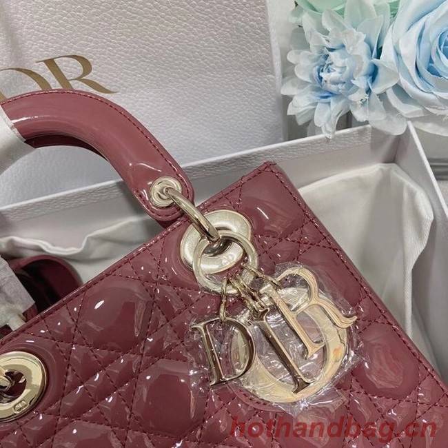 SMALL LADY DIOR BAG Rose Des Vents Patent Calfskin M0531