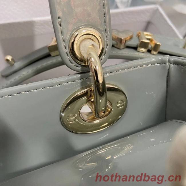 SMALL LADY DIOR BAG gray Patent Calfskin M0531