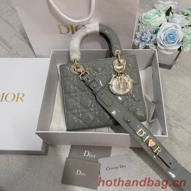 SMALL LADY DIOR BAG gray Patent Calfskin M0531