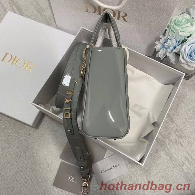 SMALL LADY DIOR BAG gray Patent Calfskin M0531