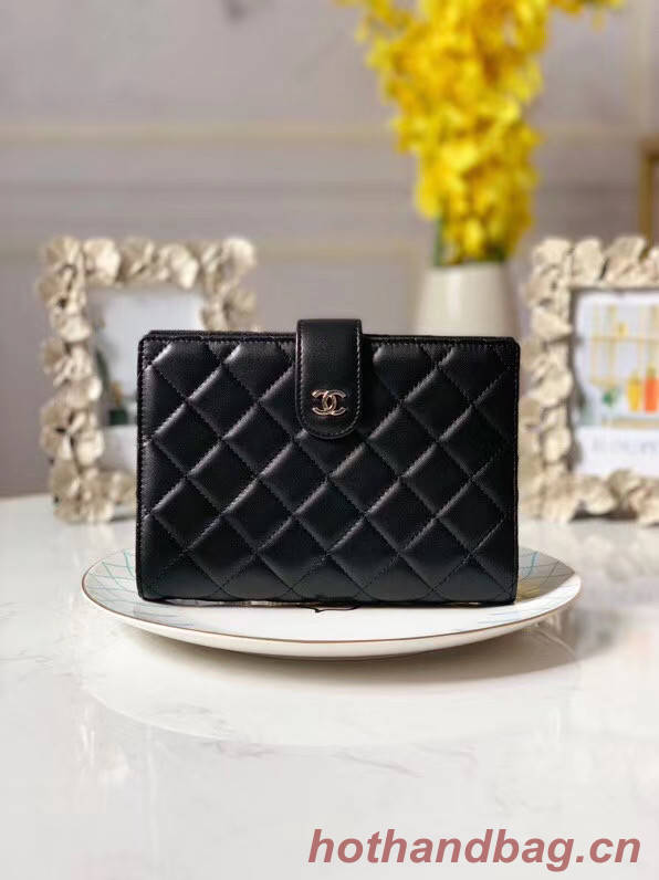 CHANEL sheepskin notebook & Wallet A013 black