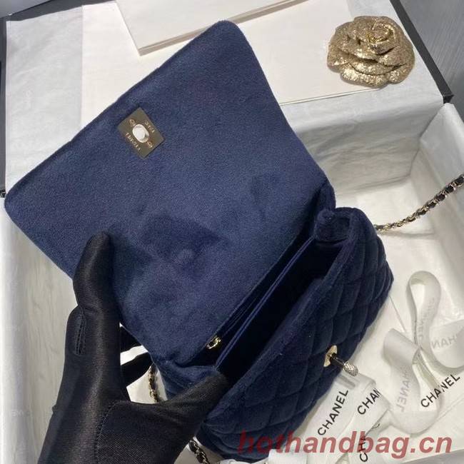 Chanel mini flap bag with top handle AS2215 Royal Blue