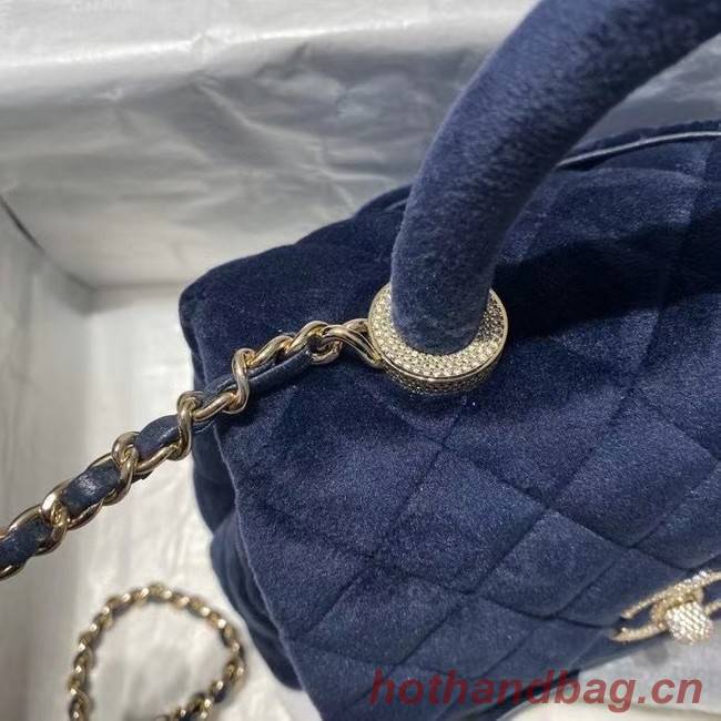 Chanel mini flap bag with top handle AS2215 Royal Blue