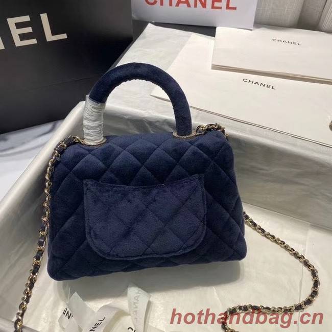 Chanel mini flap bag with top handle AS2215 Royal Blue