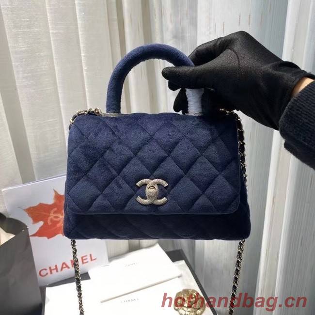 Chanel mini flap bag with top handle AS2215 Royal Blue