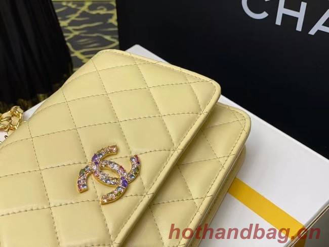 Chanel wallet on chain Grained Calfskin & Laquered Gold-Tone Metal AP2021 yellow