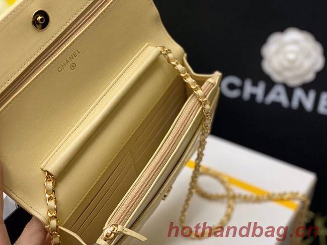 Chanel wallet on chain Grained Calfskin & Laquered Gold-Tone Metal AP2021 yellow