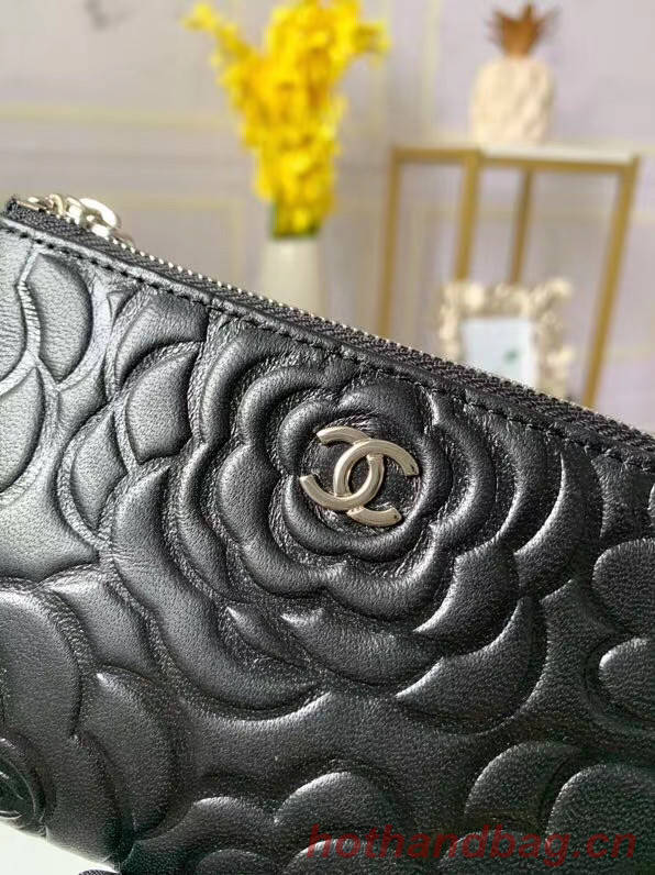 Chanel zipped wallet Goatskin AP31504-1 Black