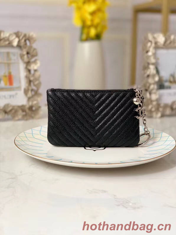 Chanel zipped wallet Goatskin AP31504-2 Black