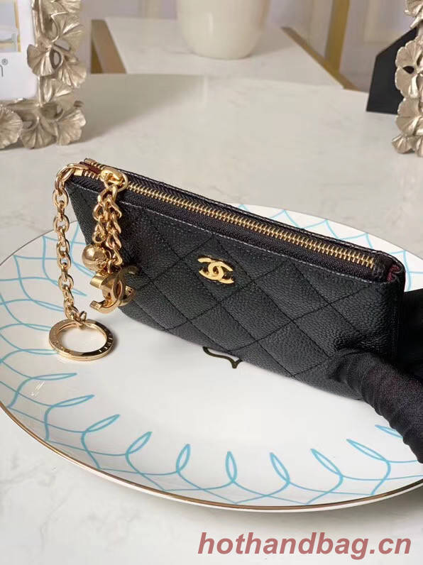 Chanel zipped wallet Goatskin AP31504-6 Black