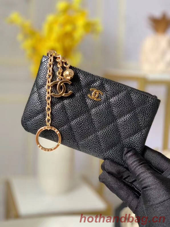 Chanel zipped wallet Goatskin AP31504-6 Black