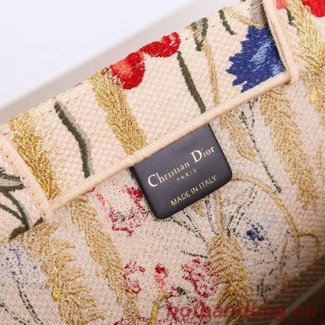 DIOR BOOK TOTE Latte Multicolor Dior Zodiac Embroidery M1286Z-1