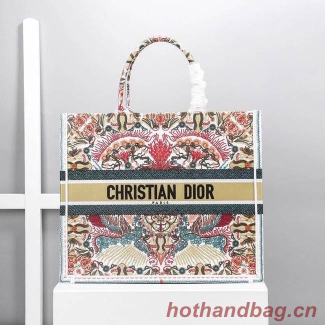 DIOR BOOK TOTE Latte Multicolor Dior Zodiac Embroidery M1286Z-2