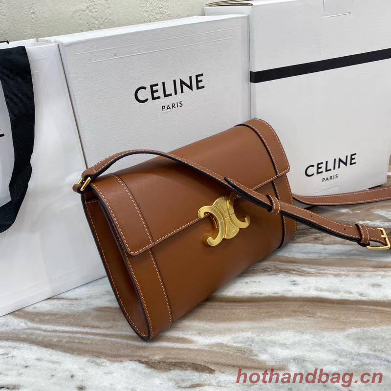 Celine TEEN TRIOMPHE BAG IN SHINY CALFSKIN 195263 brown