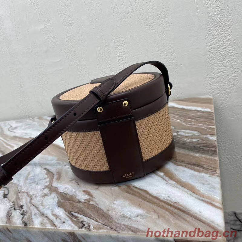 CELINE MEDIUM TAMBOUR BAG IN TRIOMPHE CANVAS 195192 brown 