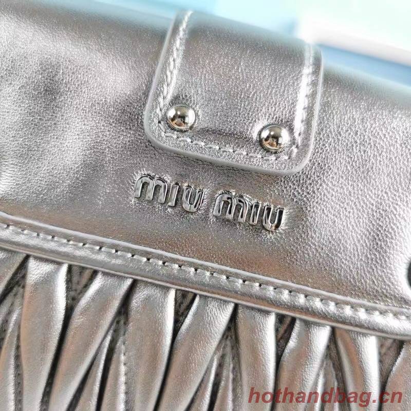 miu miu Matelasse Nappa Leather Top-handle Bag 6998 Silver