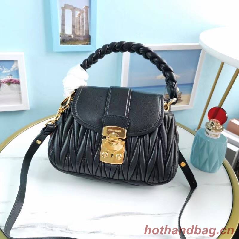 miu miu Matelasse Nappa Leather Top-handle Bag 6998 black