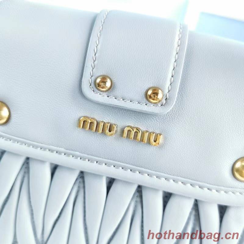 miu miu Matelasse Nappa Leather Top-handle Bag 6998 light blue