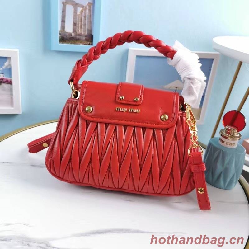 miu miu Matelasse Nappa Leather Top-handle Bag 6998 red