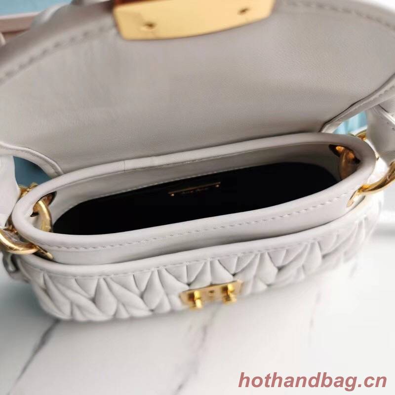 miu miu Matelasse Nappa Leather Top-handle Bag 6998 white