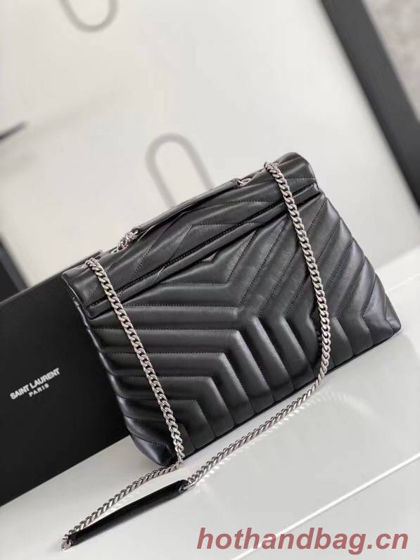 SAINT LAURENT LOULOU MEDIUM IN MATELASSE LEATHER 459749 black&Ancient silver