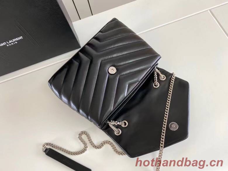 SAINT LAURENT LOULOU SMALL IN MATELASSE Y LEATHER 494699 black&Ancient silver