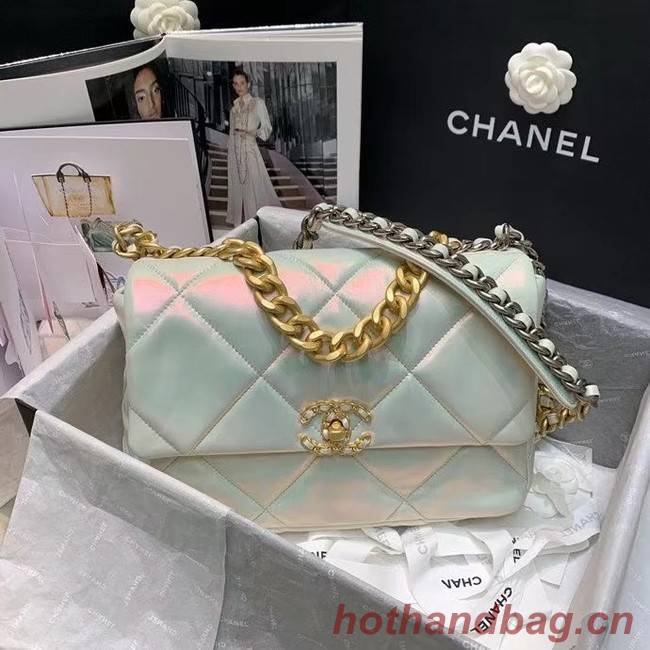 chanel 19 large flap bag AS1161 White