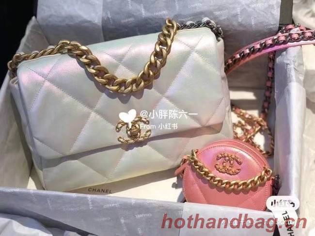 chanel 19 large flap bag AS1161 White