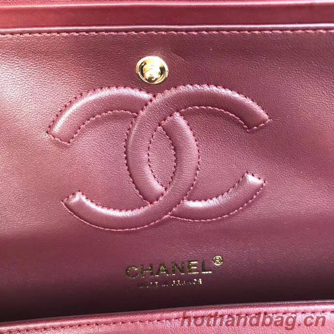 chanel classic handbag Lambskin & gold Metal A01112 Burgundy